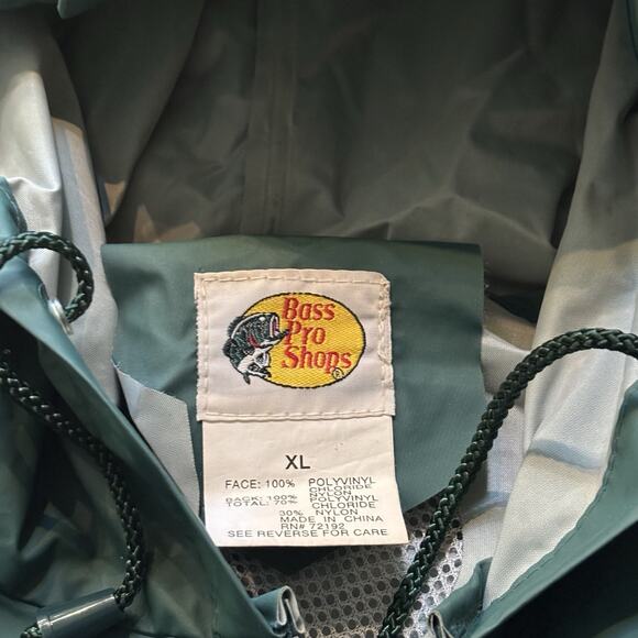 Bass Pro Shops Fishing Rain Jacket Hood Polyvinyl Men’s Size XL Dark Green - Picture 6 of 7